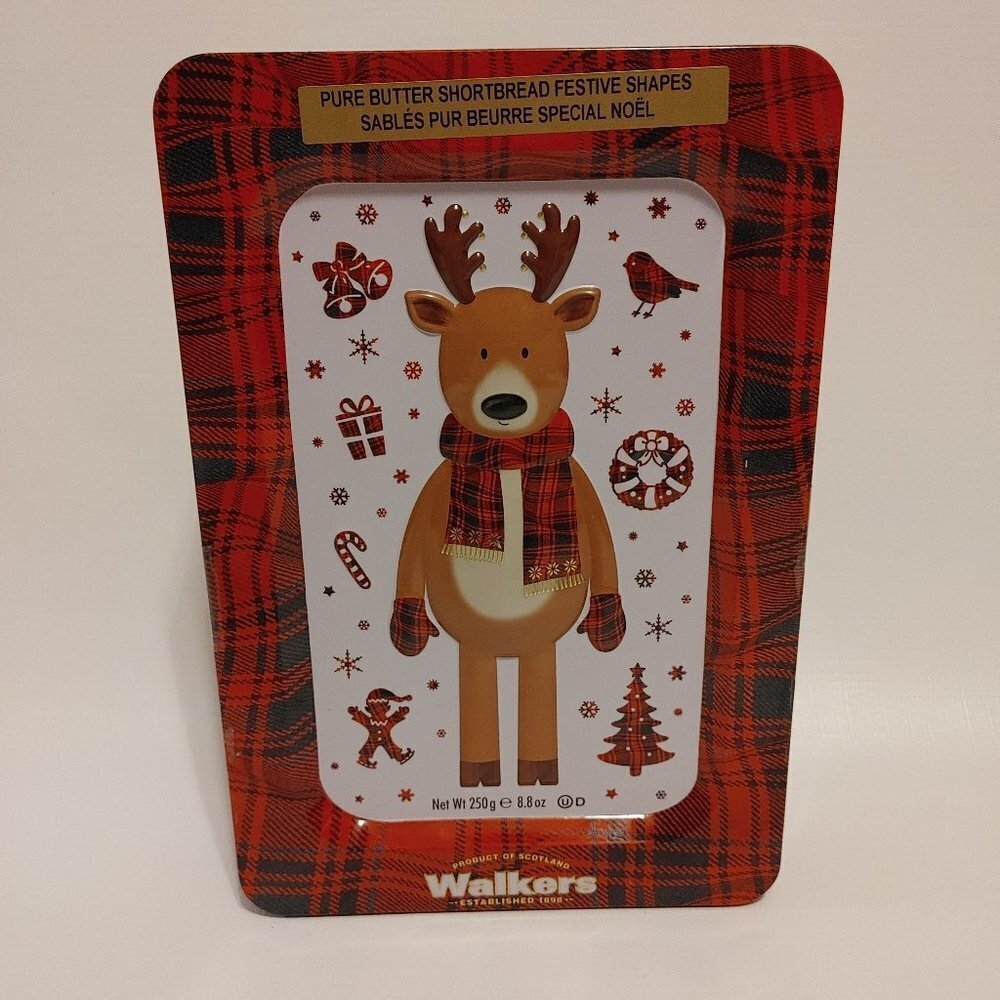 WALKERS Pure Butter Shortbread Festive Shapes Moose Tin